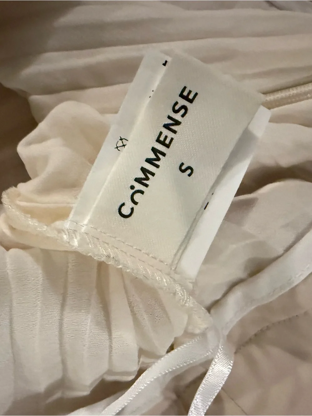 Commense Cream Pleated Maxi Skirt with Buttoned Panel - Picture 3 of 6